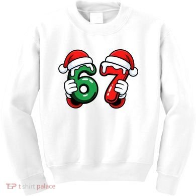 Christmas 67 Santa Hands Funny Meme 6-7 Sixty Seven Kids Sweatshirt