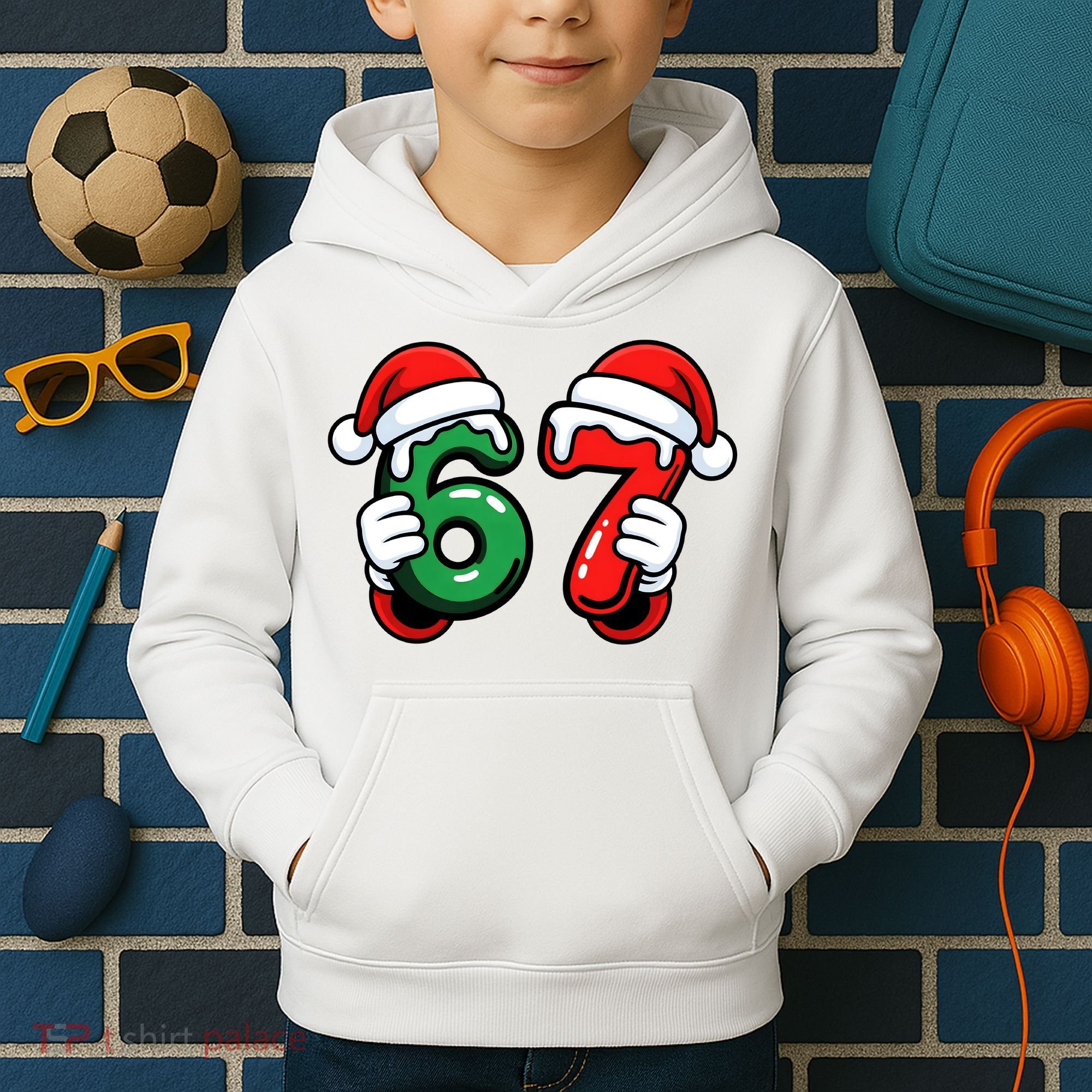 Christmas 67 Santa Hands Funny Meme 6-7 Sixty Seven Kids Hoodie
