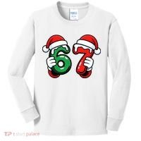 Christmas 67 Santa Hands Funny Meme 6-7 Sixty Seven Kids Long Sleeve Shirt thumb 0