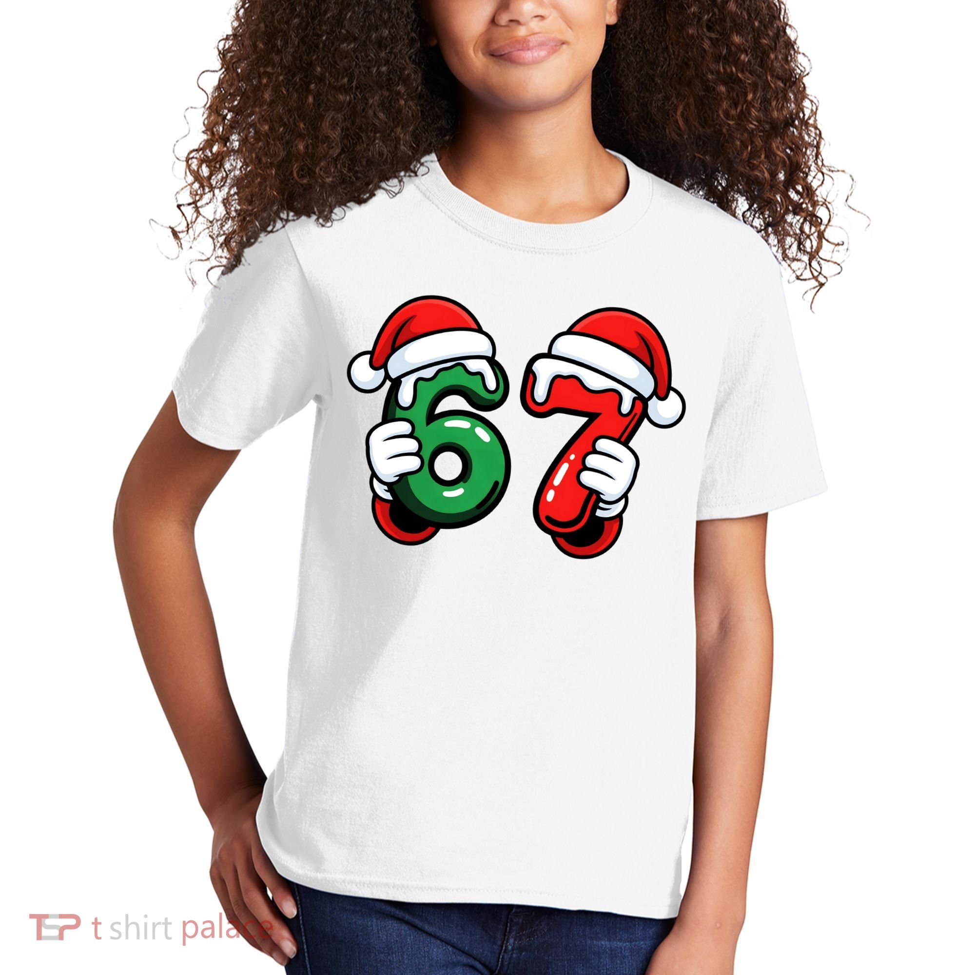 Christmas 67 Santa Hands Funny Meme 6-7 Sixty Seven Kids T-Shirt