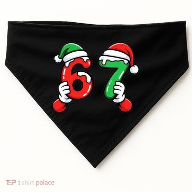 Christmas 67 Santa Hands 6-7 Meme Funny  USA-Made Doggie Bandana