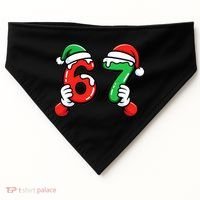 Christmas 67 Santa Hands 6-7 Meme Funny  USA-Made Doggie Bandana thumb 0