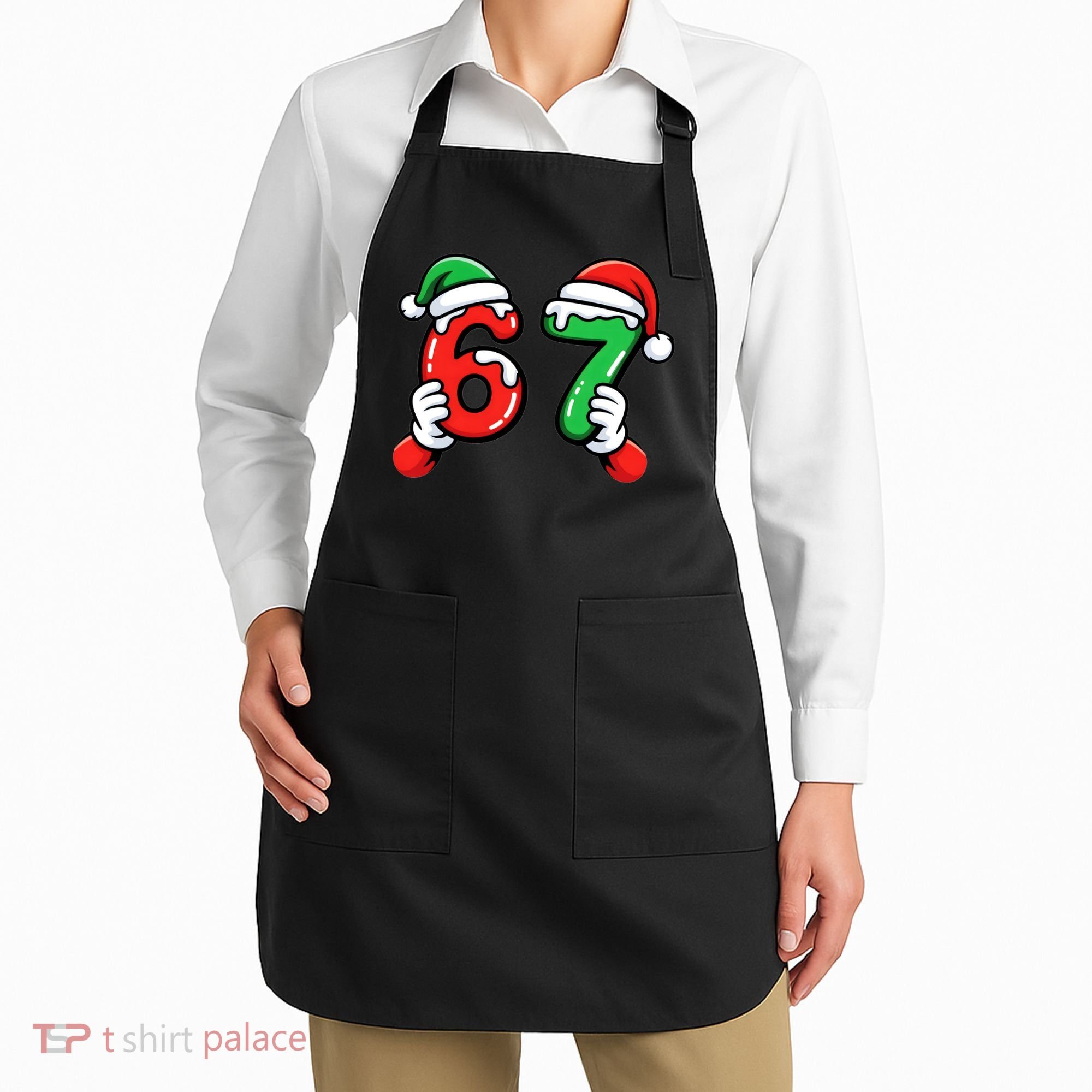 Christmas 67 Santa Hands 6-7 Meme Funny  Apron