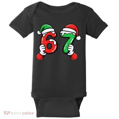 Christmas 67 Santa Hands 6-7 Meme Funny  Baby Bodysuit