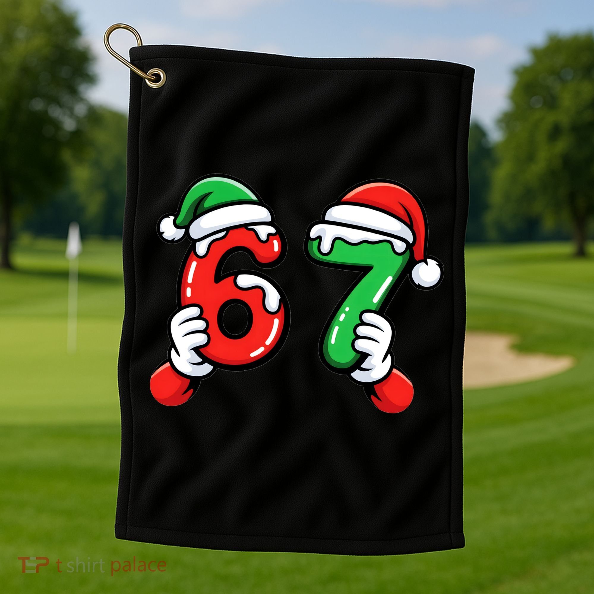 Christmas 67 Santa Hands 6-7 Meme Funny  Golf Towel