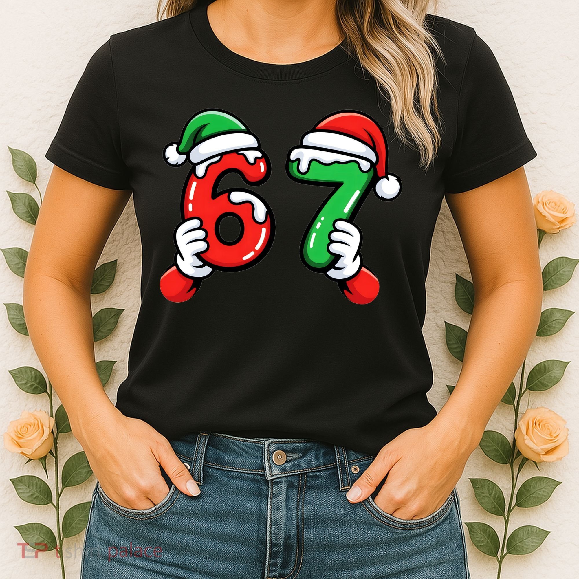 Christmas 67 Santa Hands 6-7 Meme Funny  Women's T-Shirt