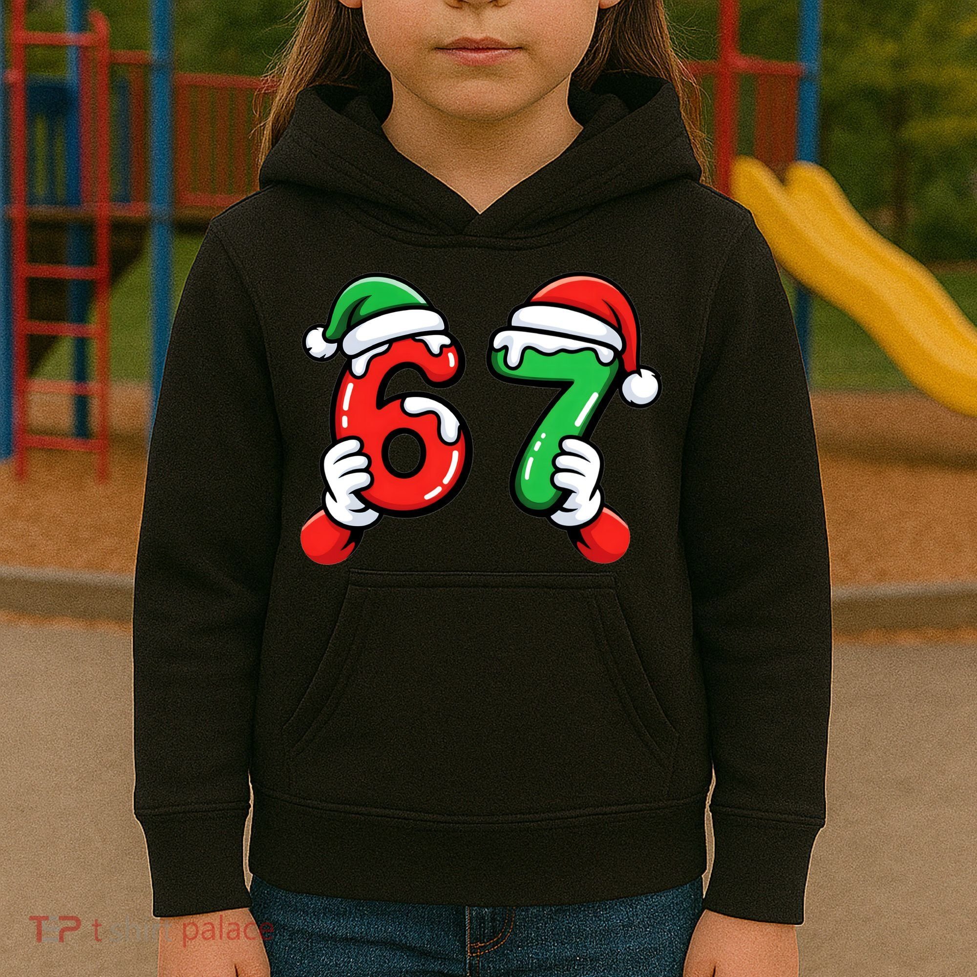 Christmas 67 Santa Hands 6-7 Meme Funny  Kids Hoodie