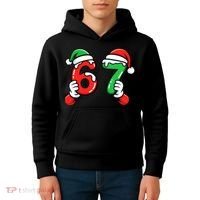 Christmas 67 Santa Hands 6-7 Meme Funny  Kids Hoodie thumb 4