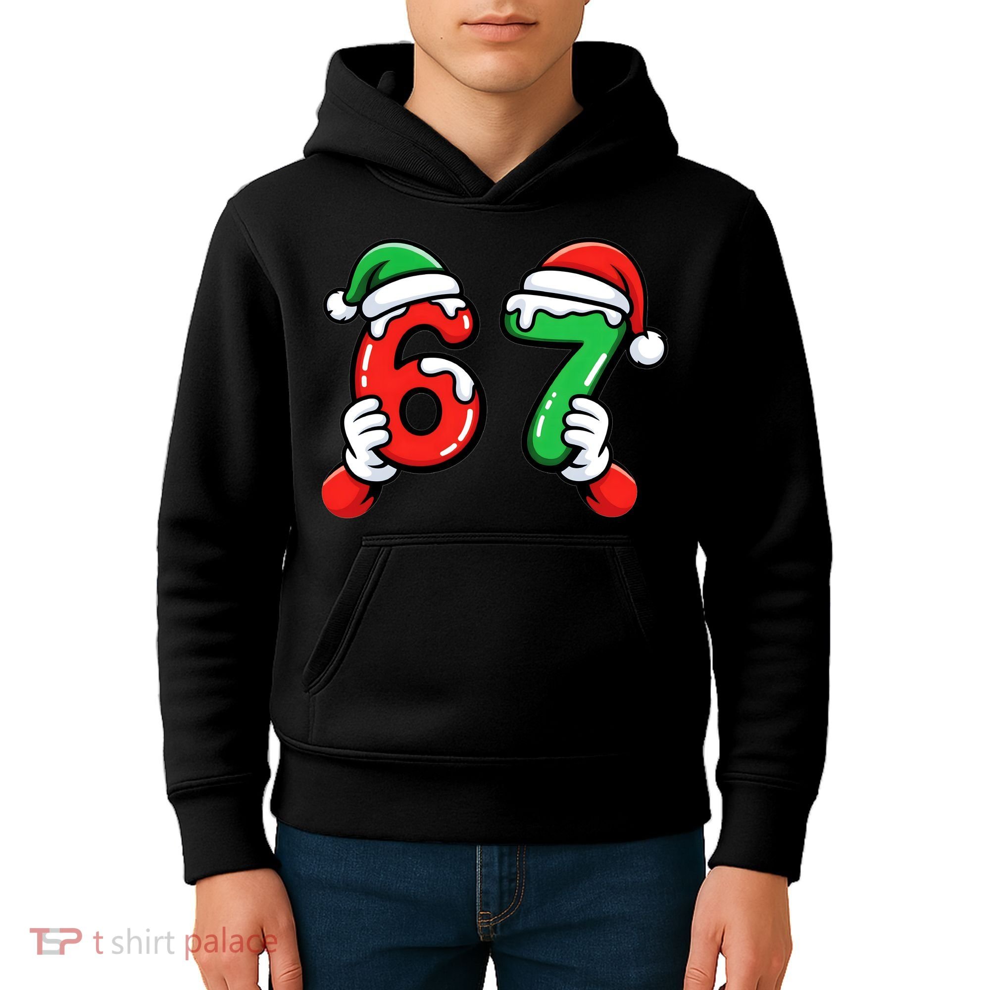 Christmas 67 Santa Hands 6-7 Meme Funny  Kids Hoodie