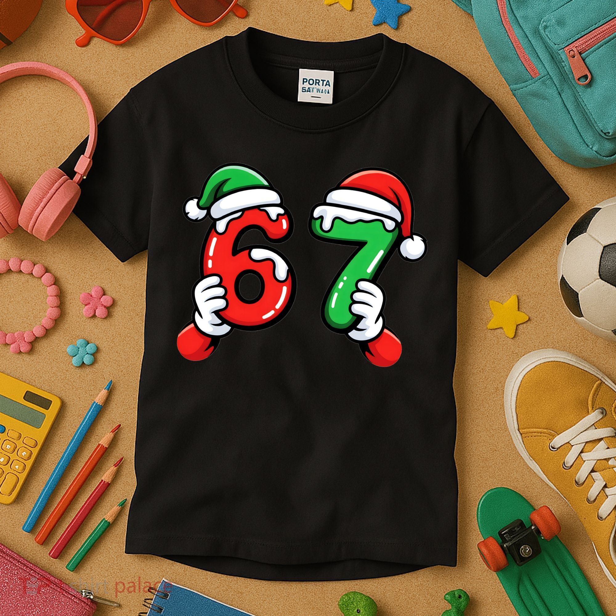 Christmas 67 Santa Hands 6-7 Meme Funny  Kids T-Shirt
