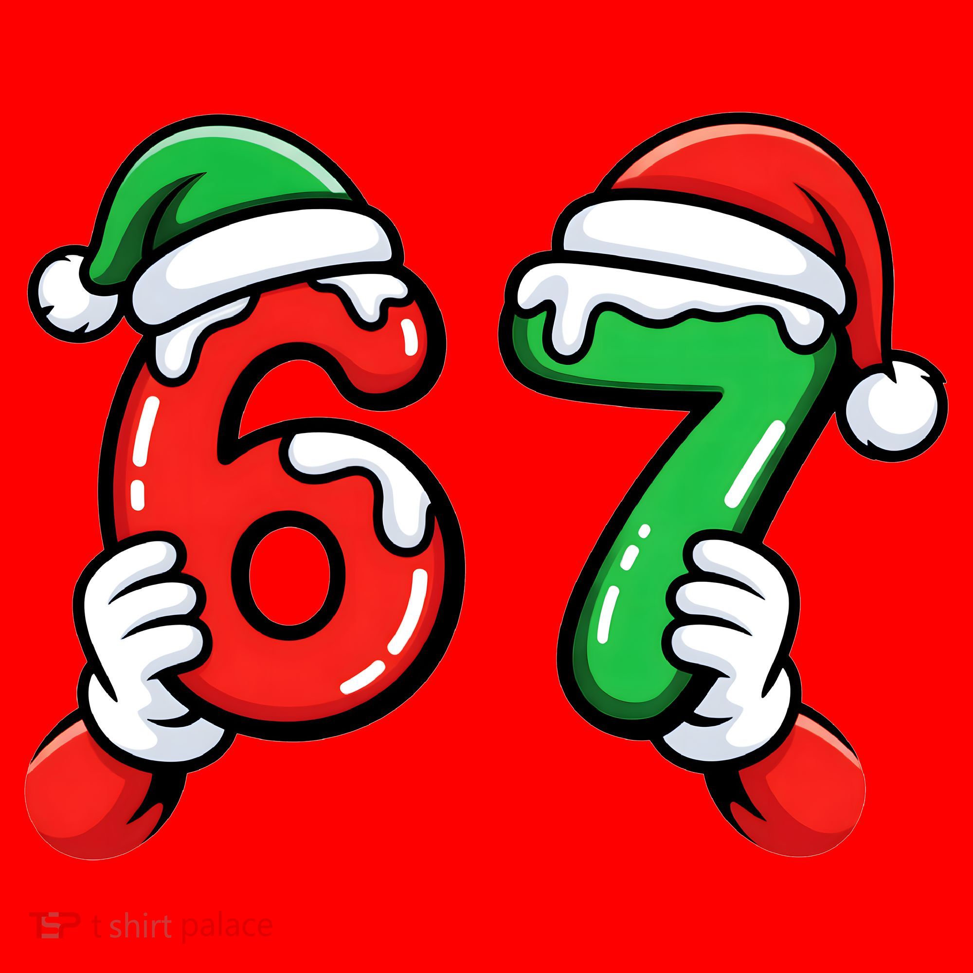 Christmas 67 Santa Hands 6-7 Meme Funny  Santa Hat