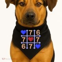 Crochet 6-7 Valentines Day 67 Meme Tik Tak Toe USA-Made Doggie Bandana thumb 1
