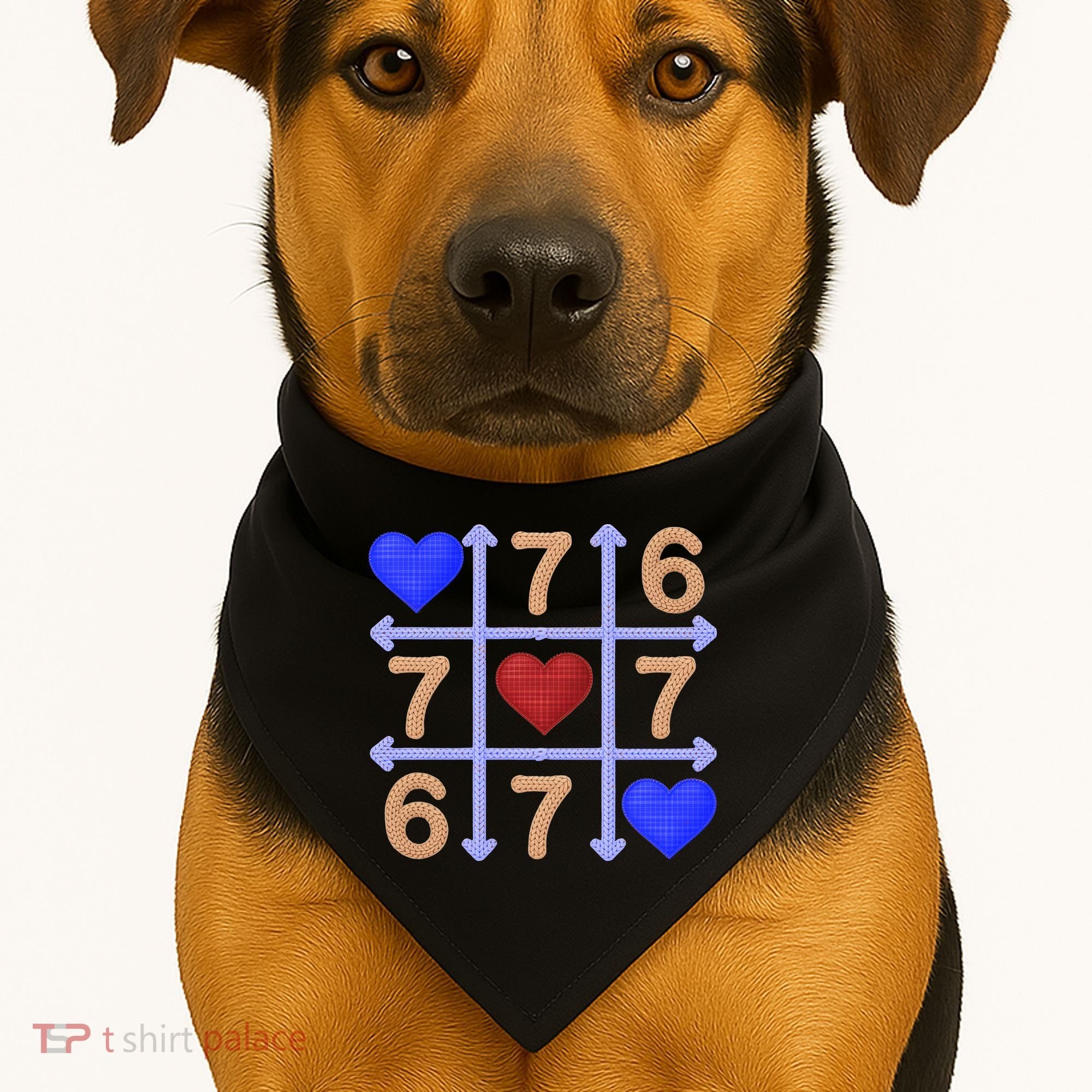 Crochet 6-7 Valentines Day 67 Meme Tik Tak Toe USA-Made Doggie Bandana