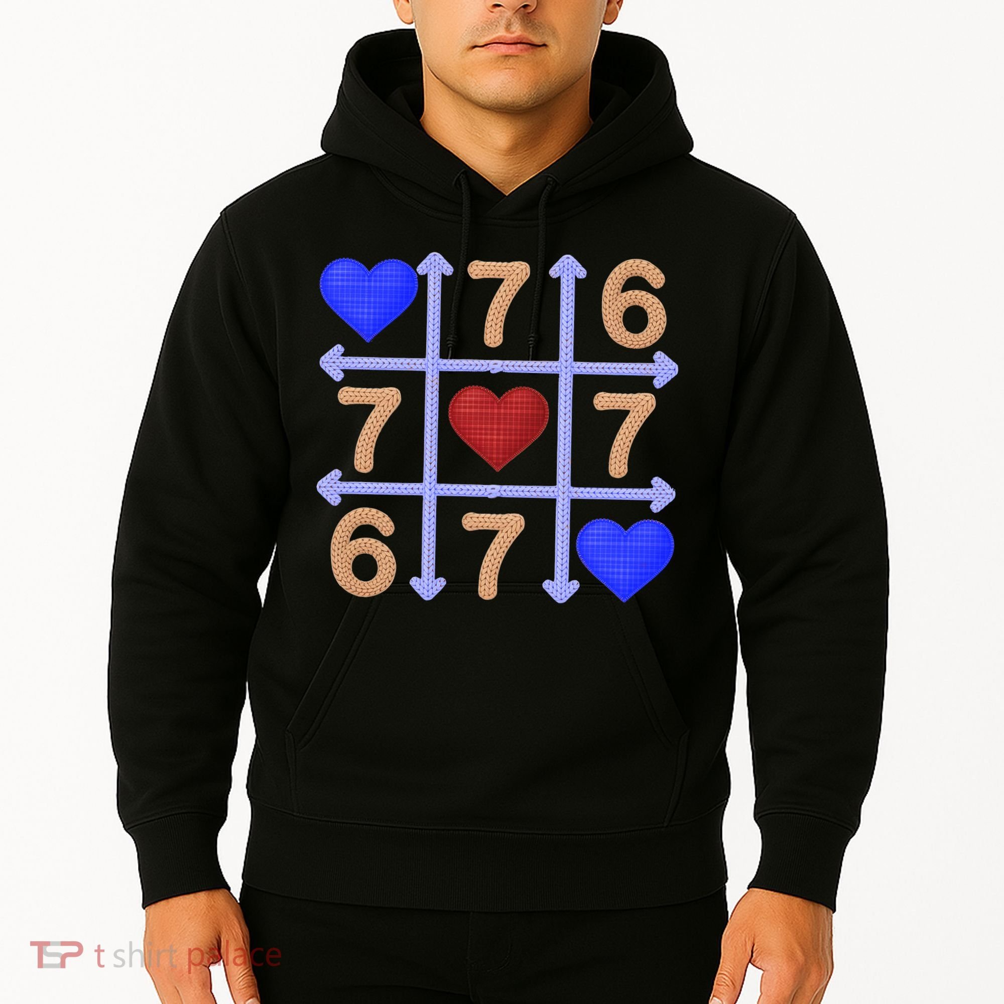 Crochet 6-7 Valentines Day 67 Meme Tik Tak Toe Hoodie