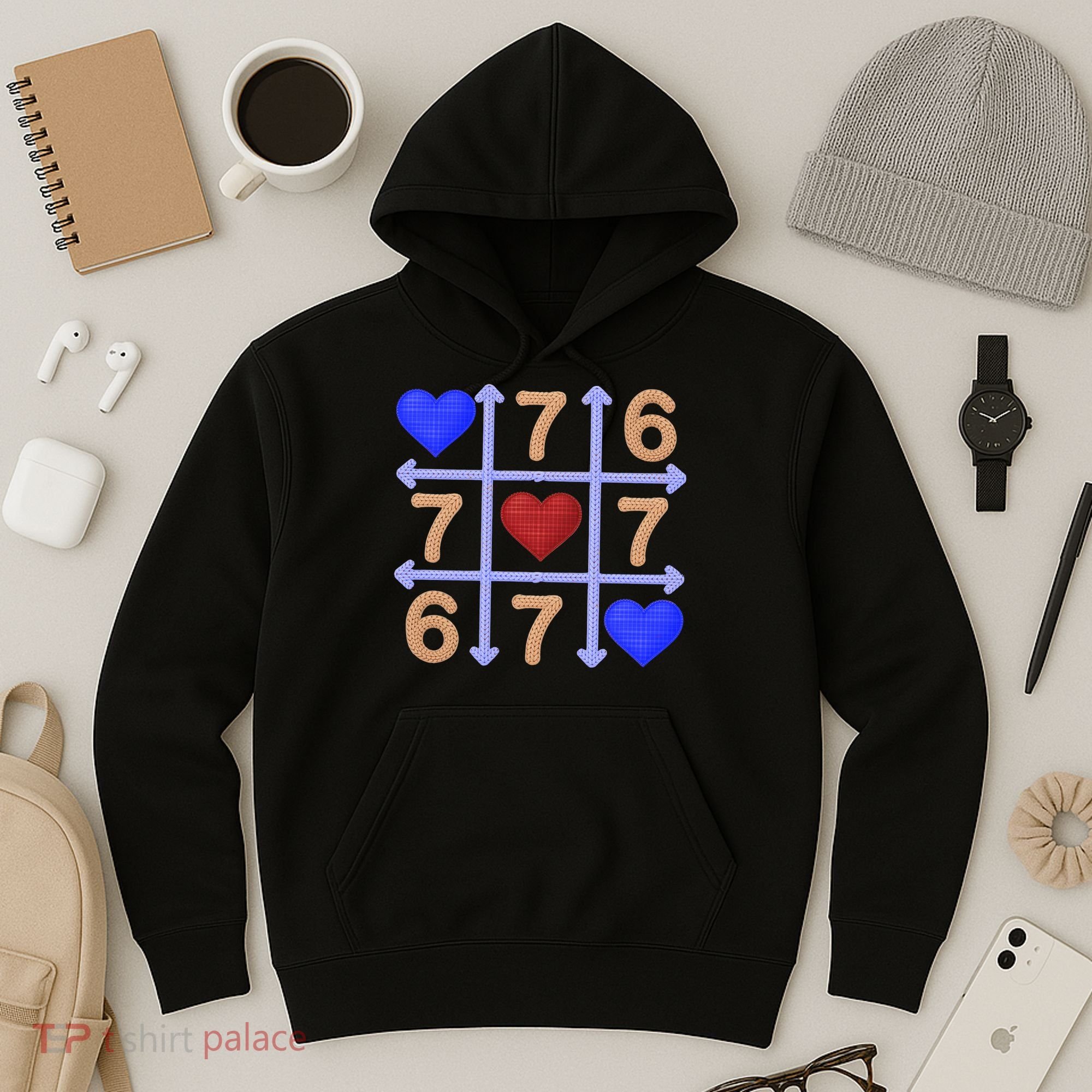 Crochet 6-7 Valentines Day 67 Meme Tik Tak Toe Hoodie