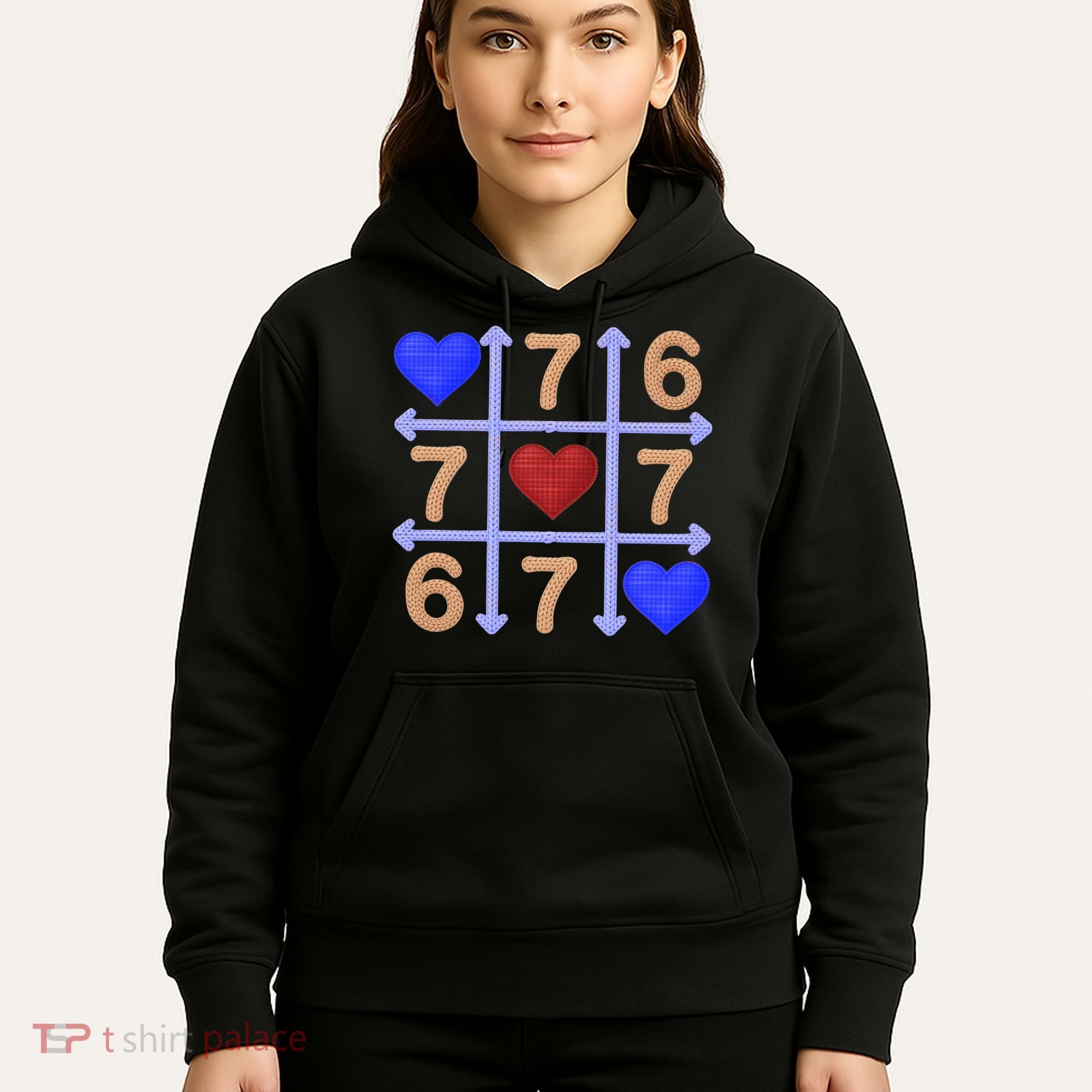 Crochet 6-7 Valentines Day 67 Meme Tik Tak Toe Hoodie