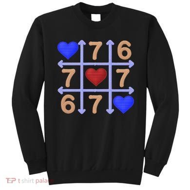 Crochet 6-7 Valentines Day 67 Meme Tik Tak Toe Sweatshirt