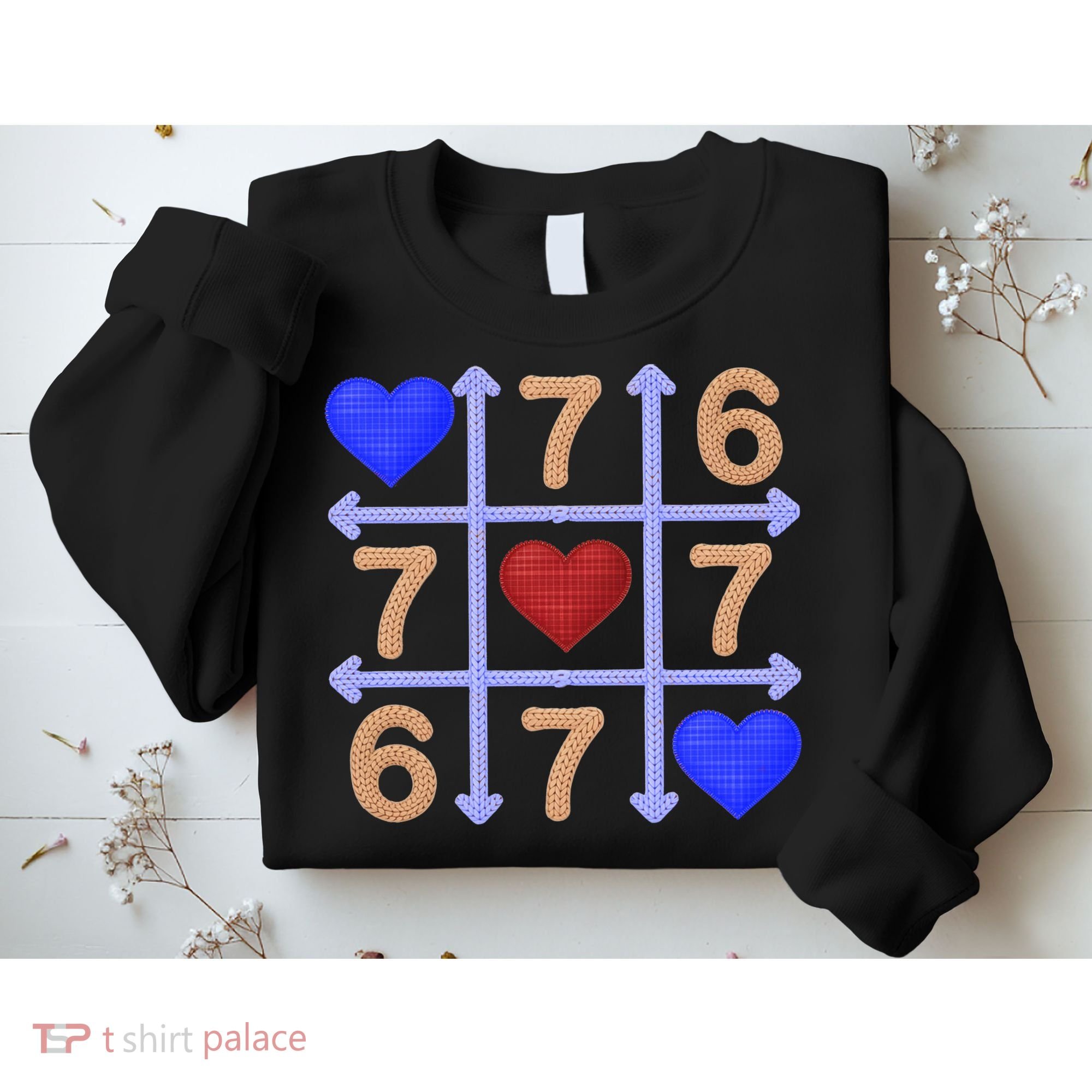 Crochet 6-7 Valentines Day 67 Meme Tik Tak Toe Sweatshirt