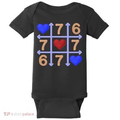 Crochet 6-7 Valentines Day 67 Meme Tik Tak Toe Baby Bodysuit