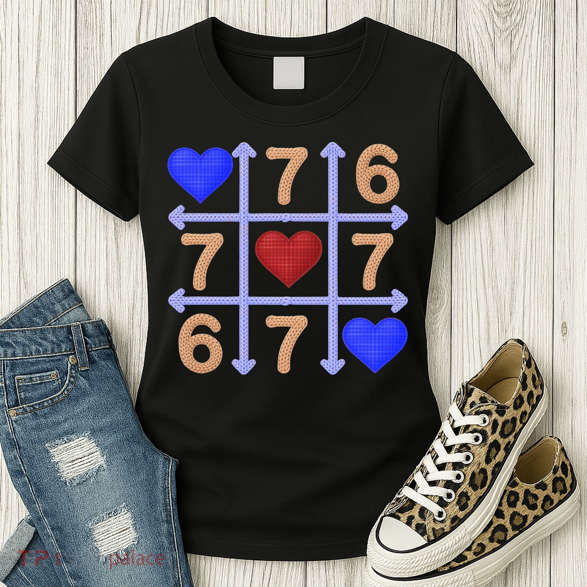 Crochet 6-7 Valentines Day 67 Meme Tik Tak Toe Women's T-Shirt