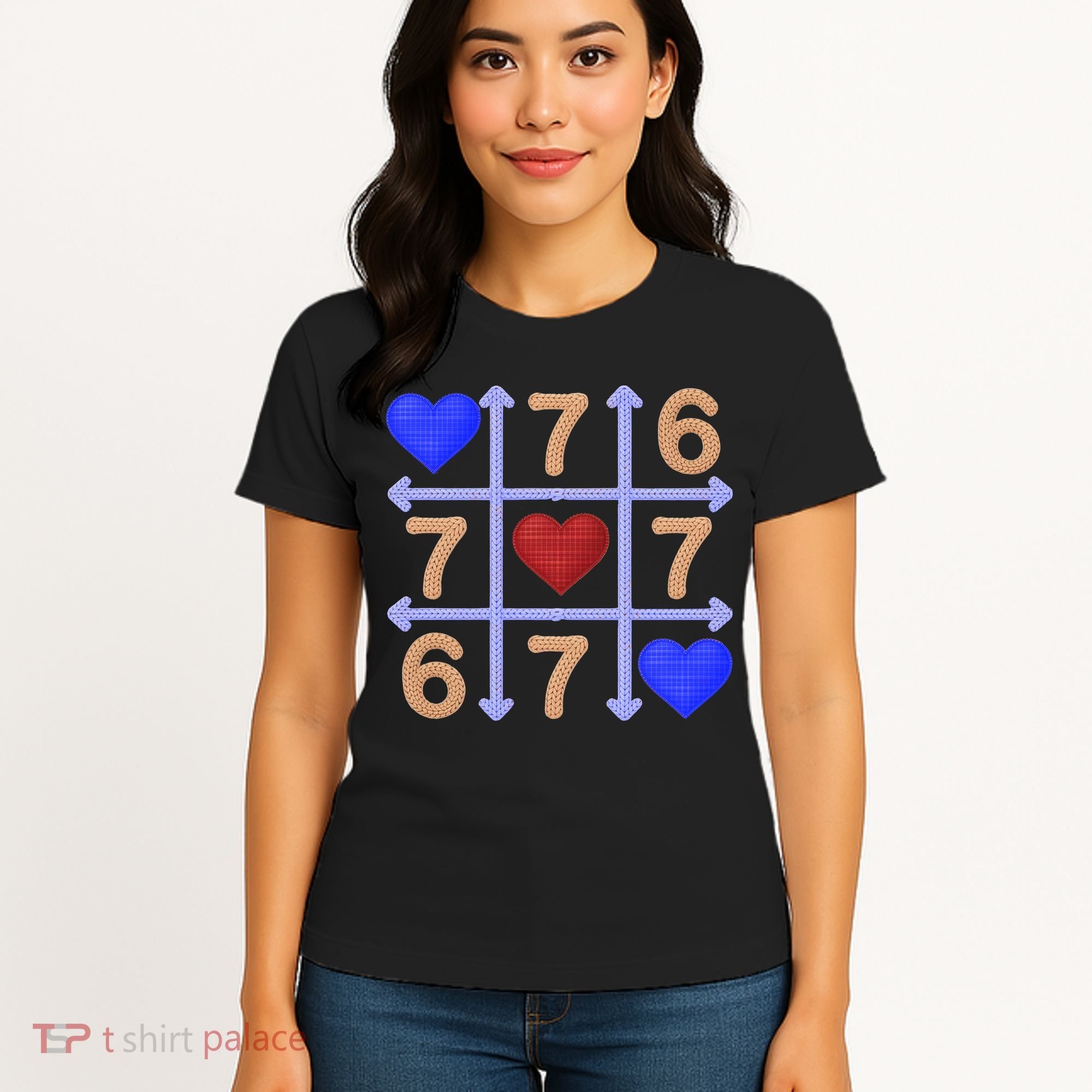 Crochet 6-7 Valentines Day 67 Meme Tik Tak Toe Women's T-Shirt