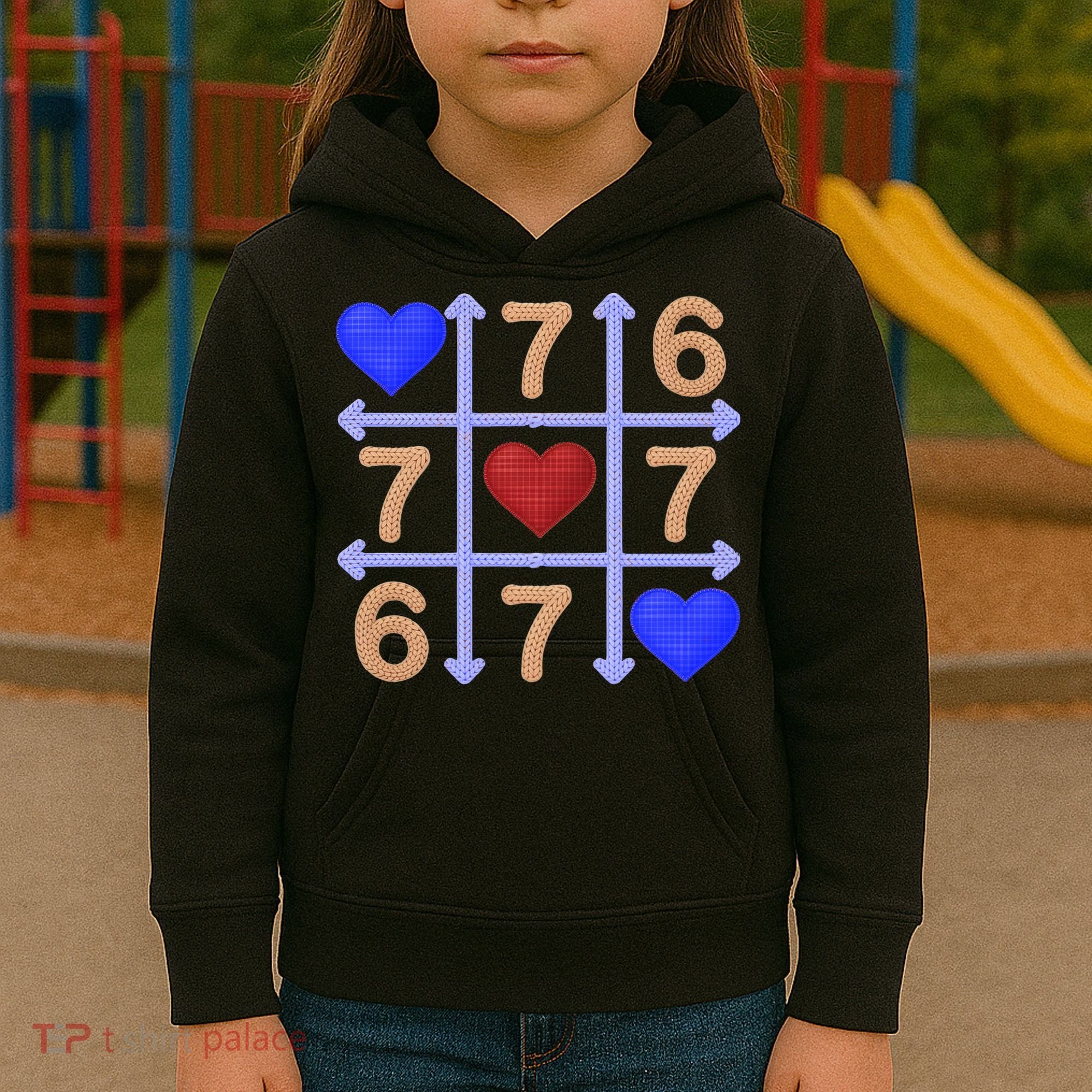 Crochet 6-7 Valentines Day 67 Meme Tik Tak Toe Kids Hoodie