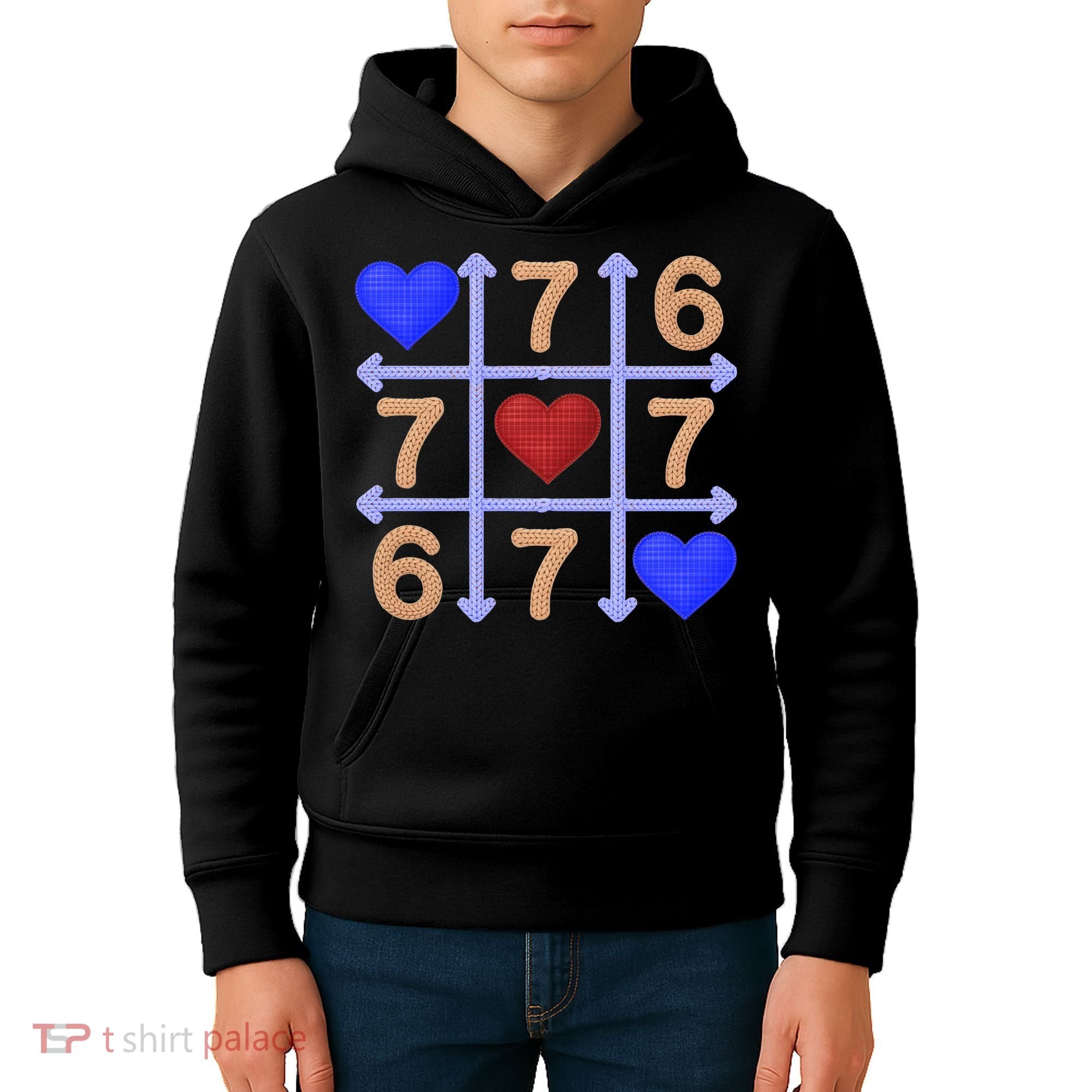Crochet 6-7 Valentines Day 67 Meme Tik Tak Toe Kids Hoodie