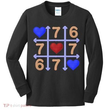 Crochet 6-7 Valentines Day 67 Meme Tik Tak Toe Kids Long Sleeve Shirt