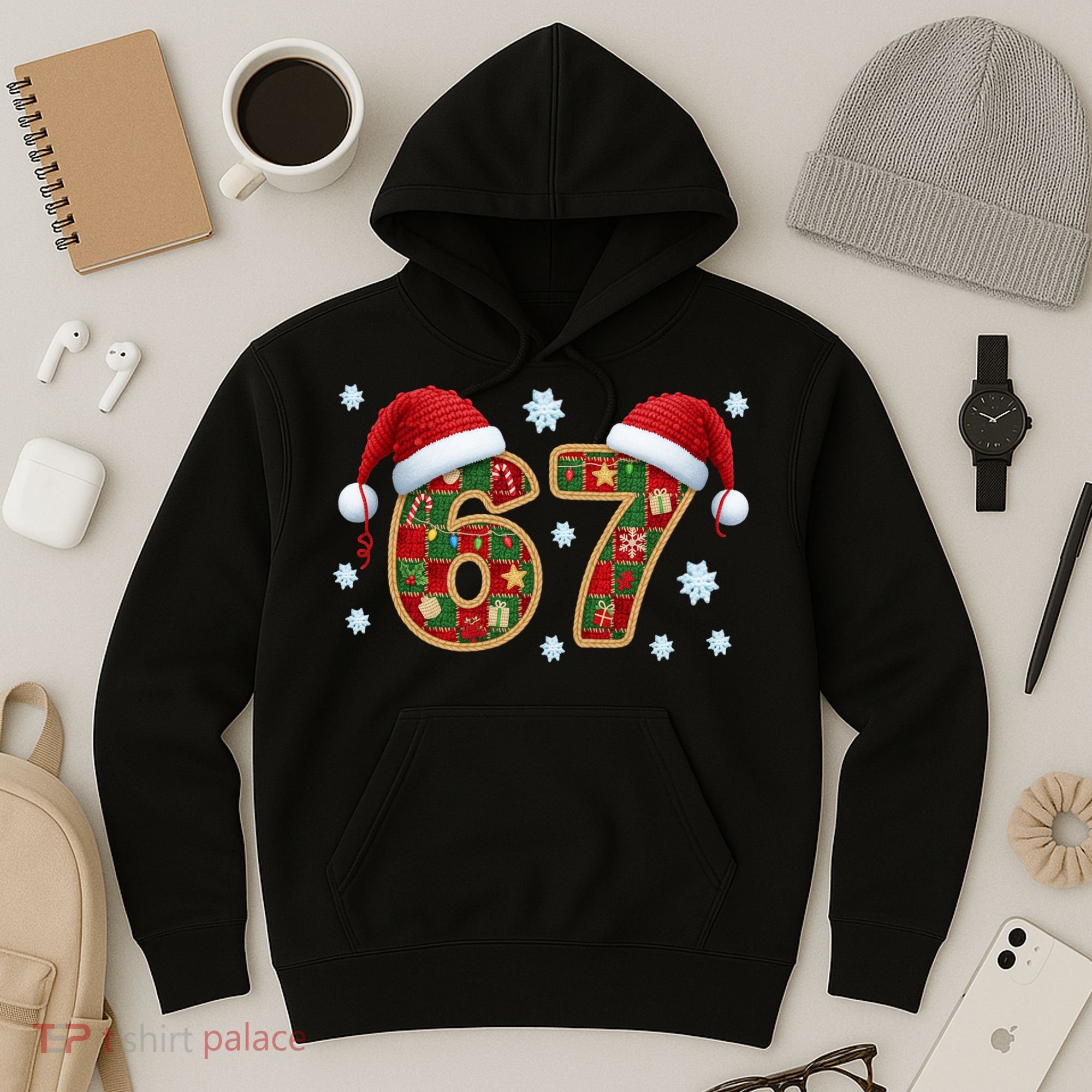 Christmas 67 With Santa Hat Hoodie