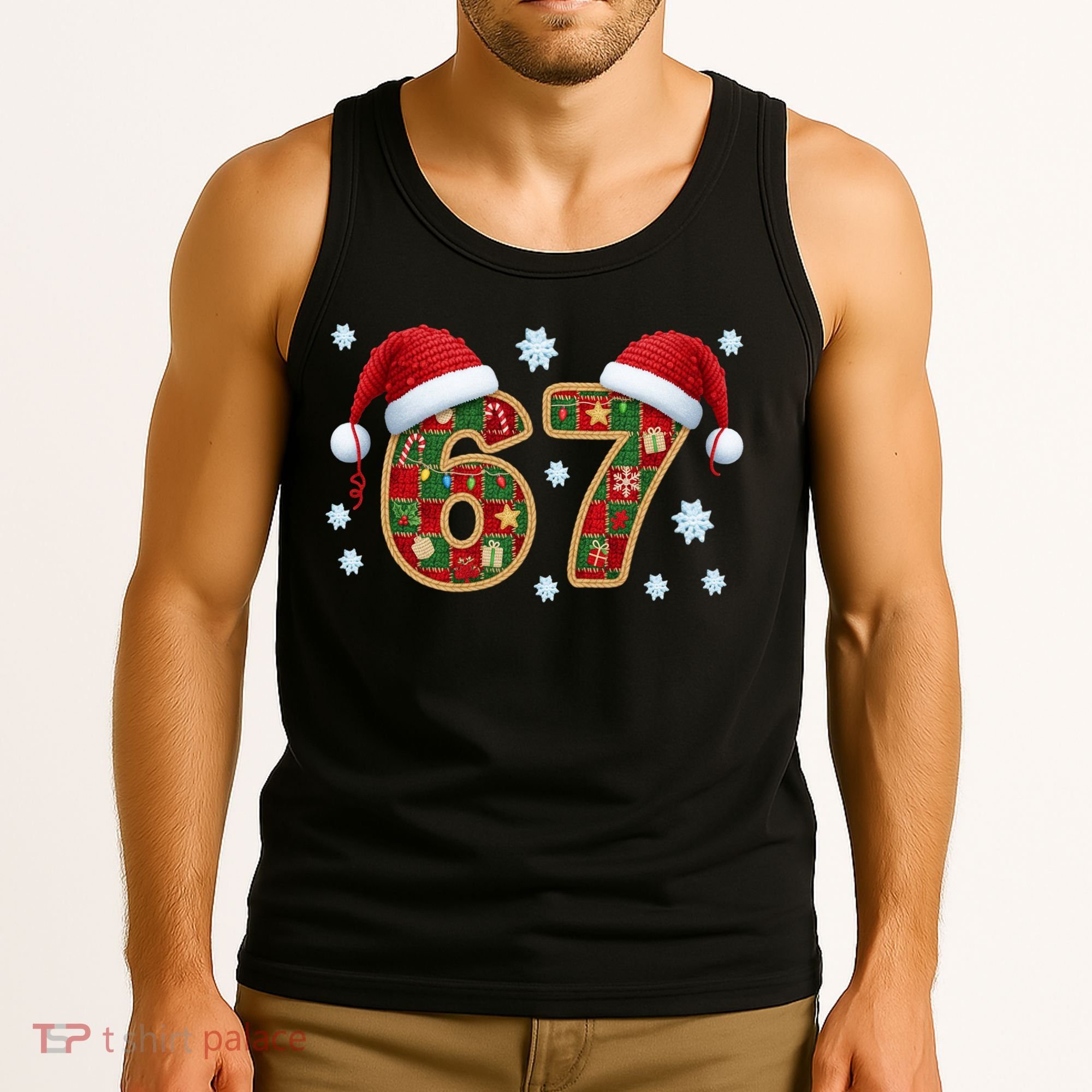 Christmas 67 With Santa Hat Tank Top