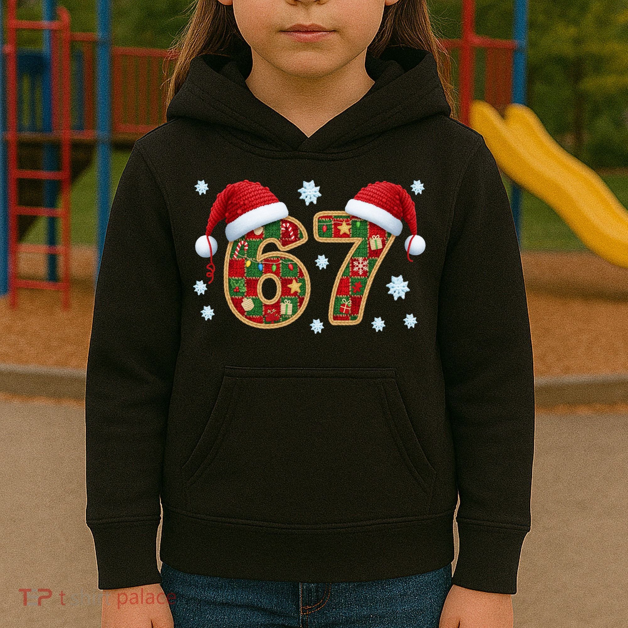 Christmas 67 With Santa Hat Kids Hoodie