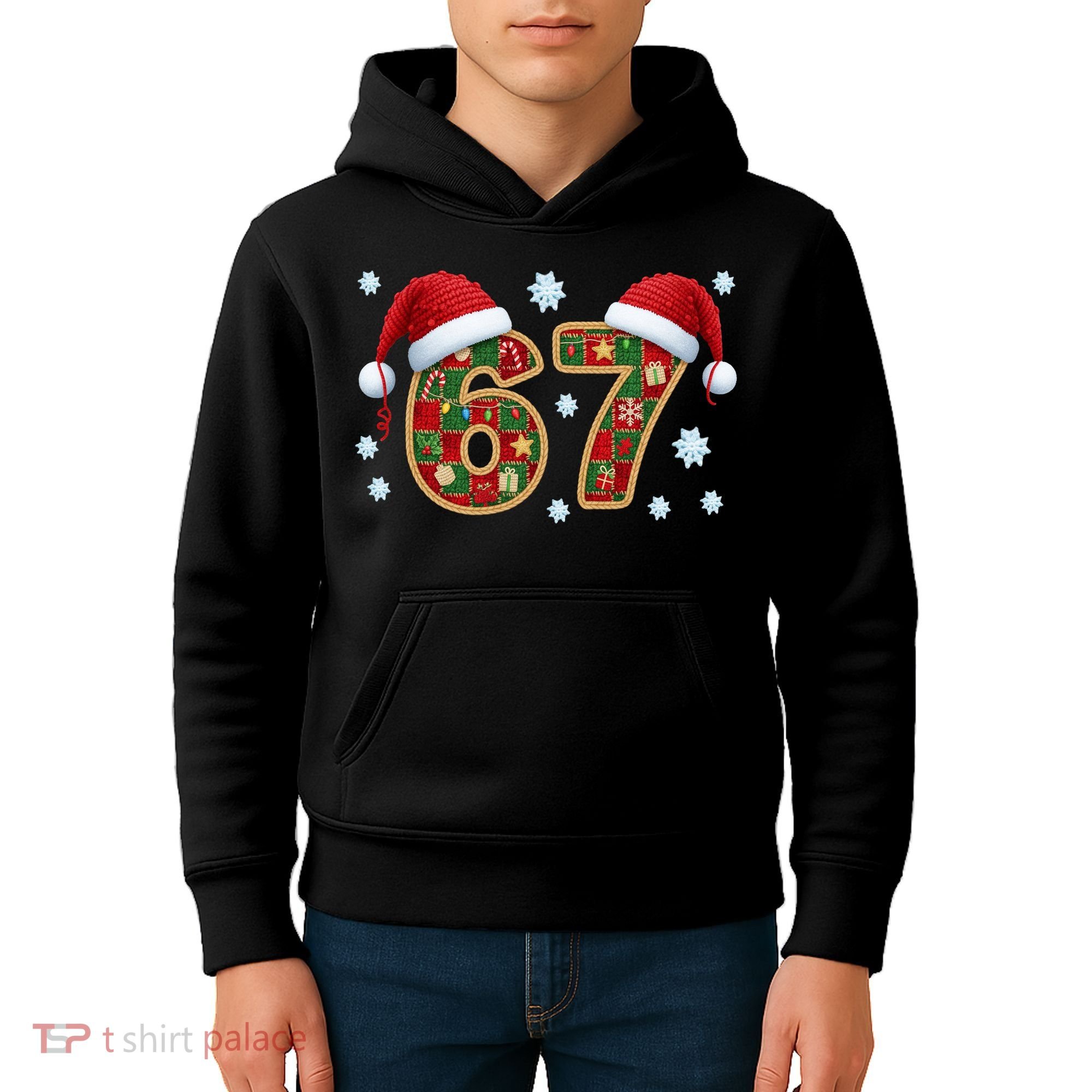 Christmas 67 With Santa Hat Kids Hoodie