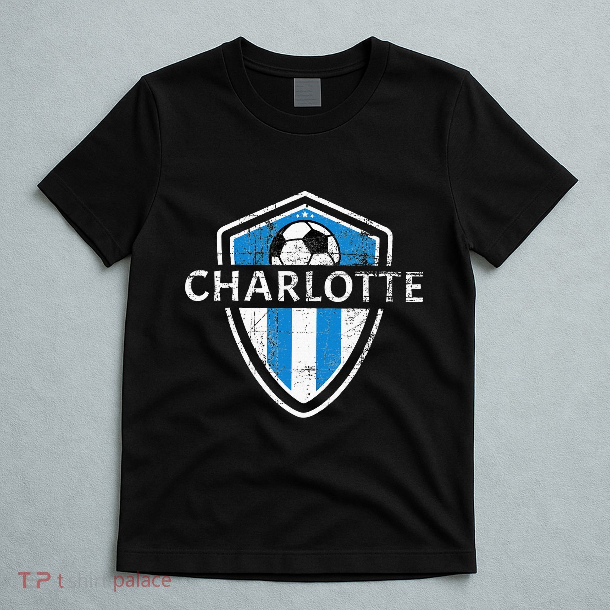 Charlotte 704 Jersey Fan Badge Distressed T-Shirt