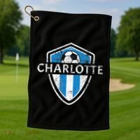 Charlotte 704 Jersey Fan Badge Distressed Golf Towel thumb 1