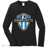Charlotte 704 Jersey Fan Badge Distressed Women's Long Sleeve Shirt thumb 0