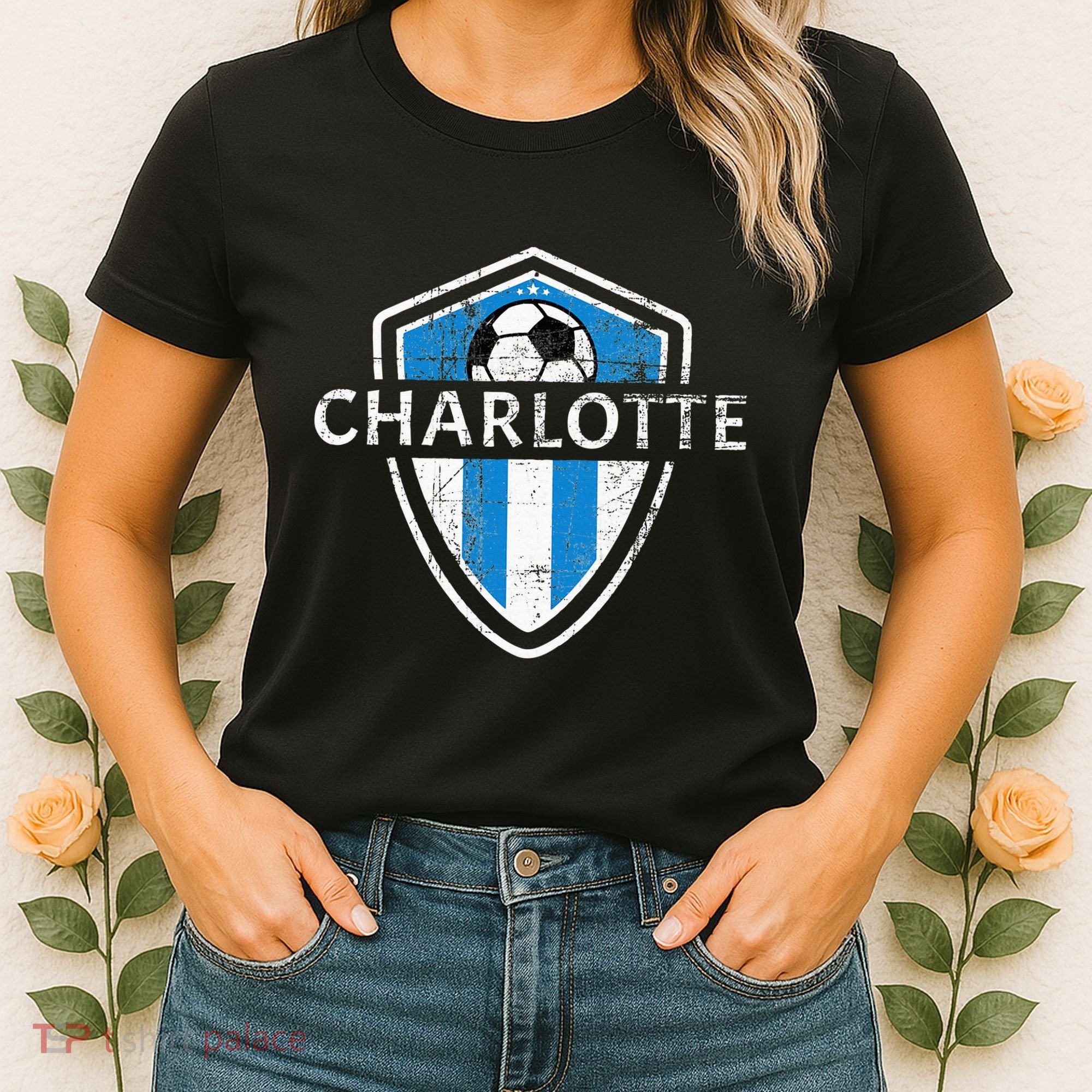 Charlotte 704 Jersey Fan Badge Distressed Women's T-Shirt
