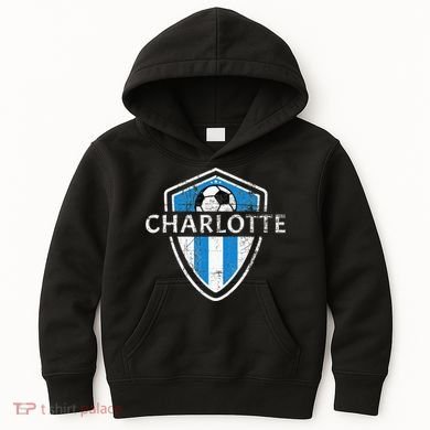 Charlotte 704 Jersey Fan Badge Distressed Kids Hoodie