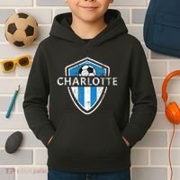 Charlotte 704 Jersey Fan Badge Distressed Kids Hoodie thumb 2