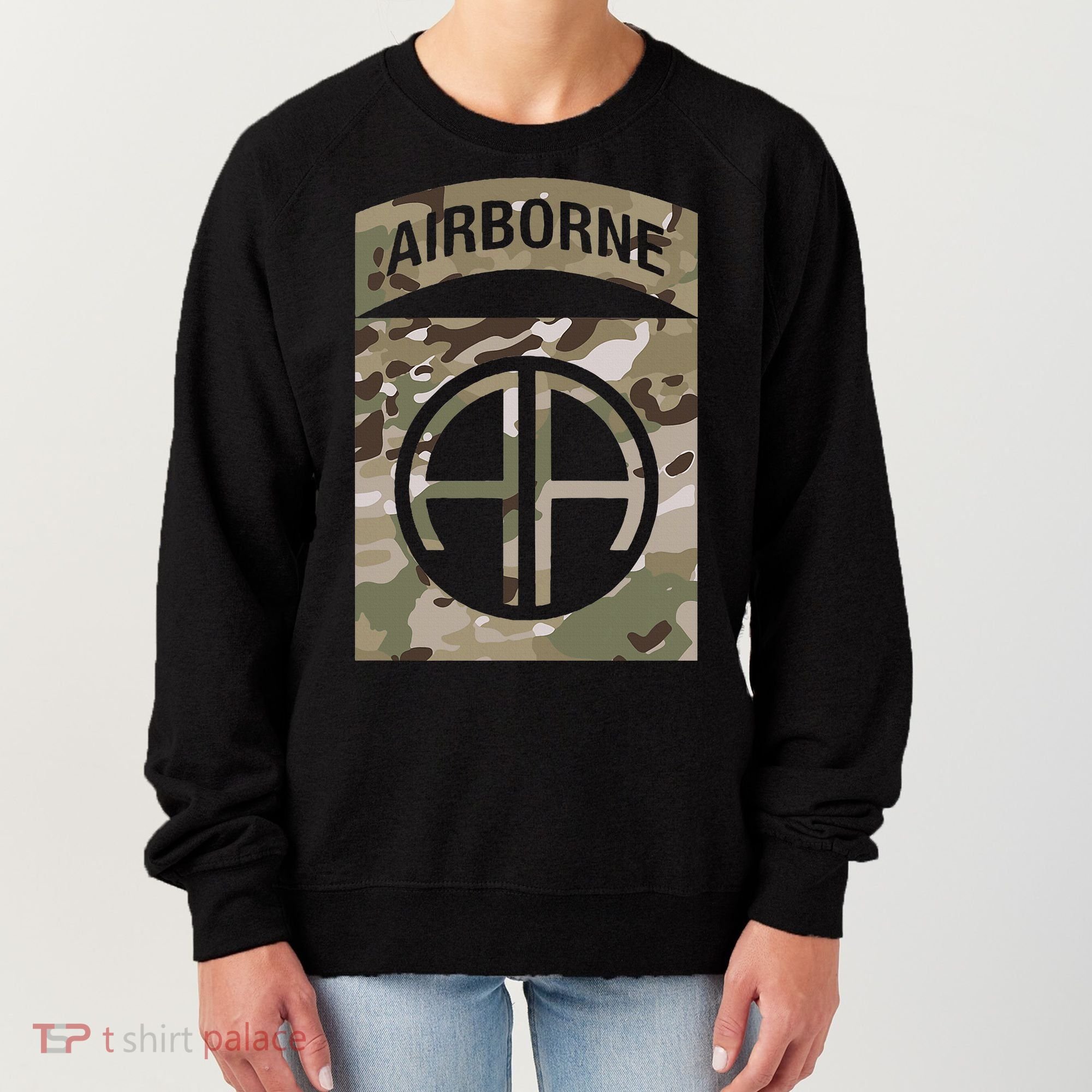 Camo 82nd Airborne Division Ocp Acu Multicam Camouflage Women's Sweatshirt