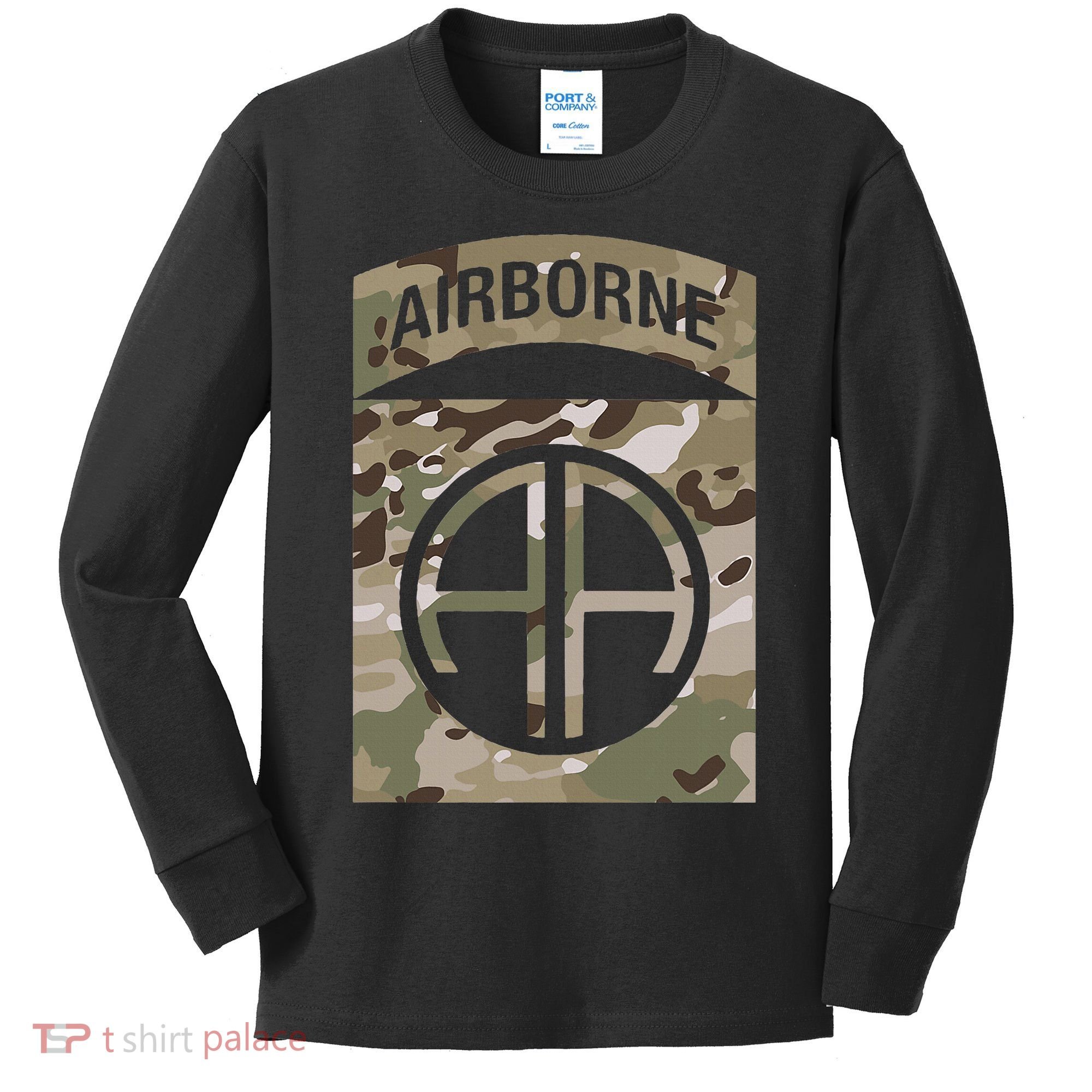 Camo 82nd Airborne Division Ocp Acu Multicam Camouflage Kids Long Sleeve Shirt