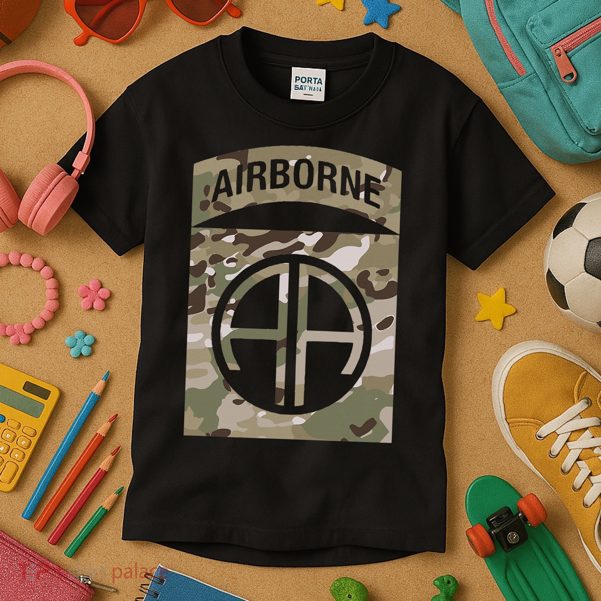 Camo 82nd Airborne Division Ocp Acu Multicam Camouflage Kids T-Shirt