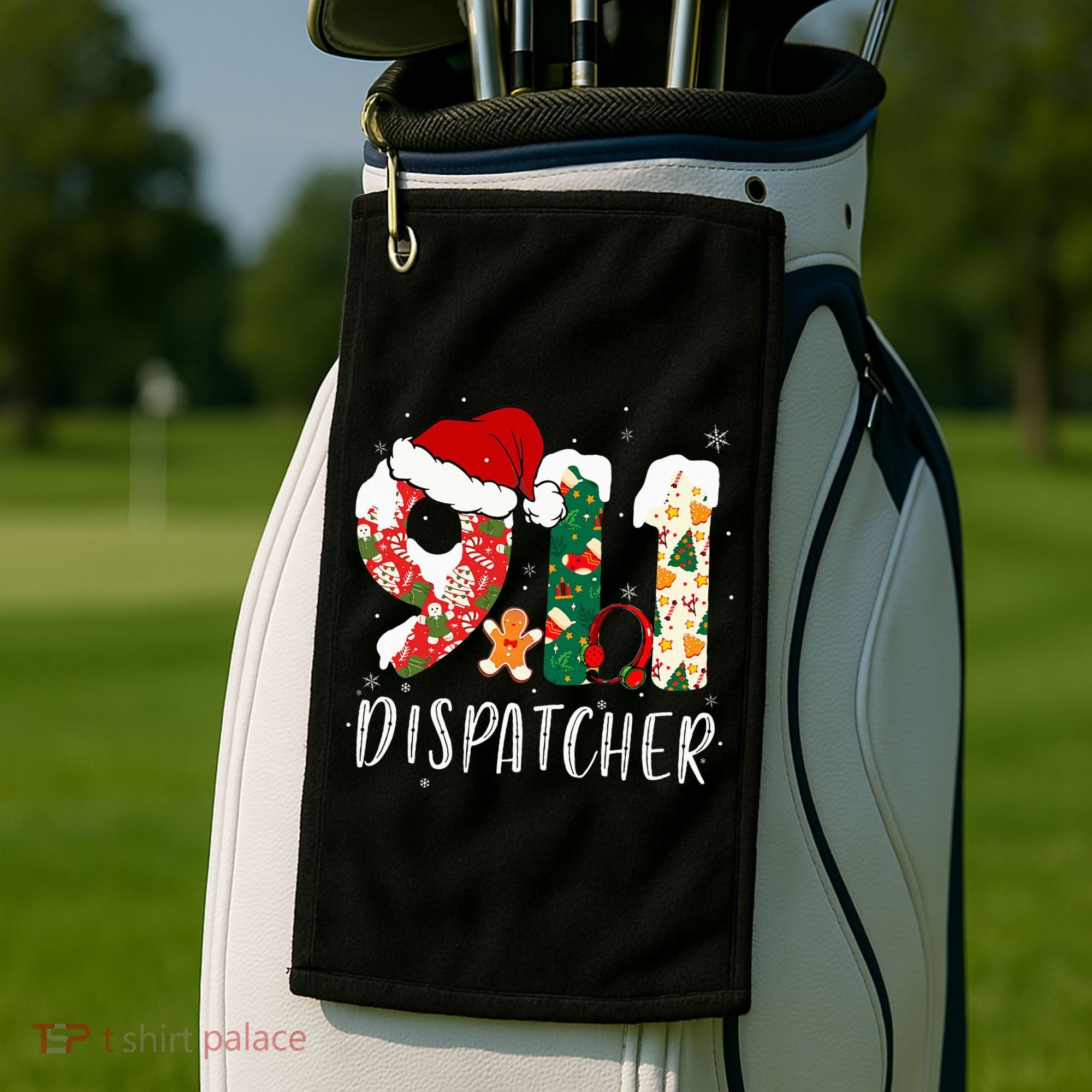 Christmas 911 Dispatcher Santa's Favorite 911 Dispatcher  Golf Towel
