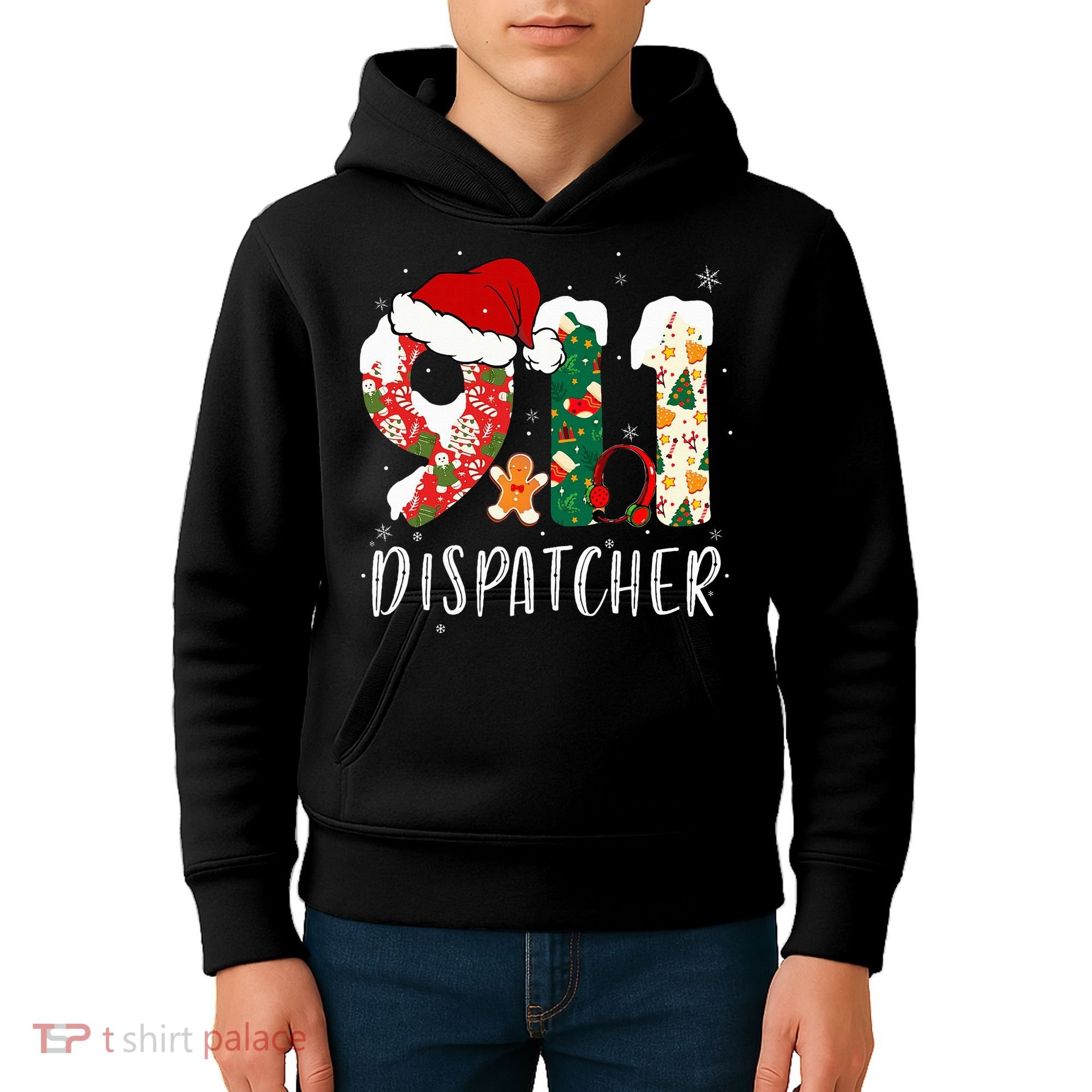 Christmas 911 Dispatcher Santa's Favorite 911 Dispatcher  Kids Hoodie