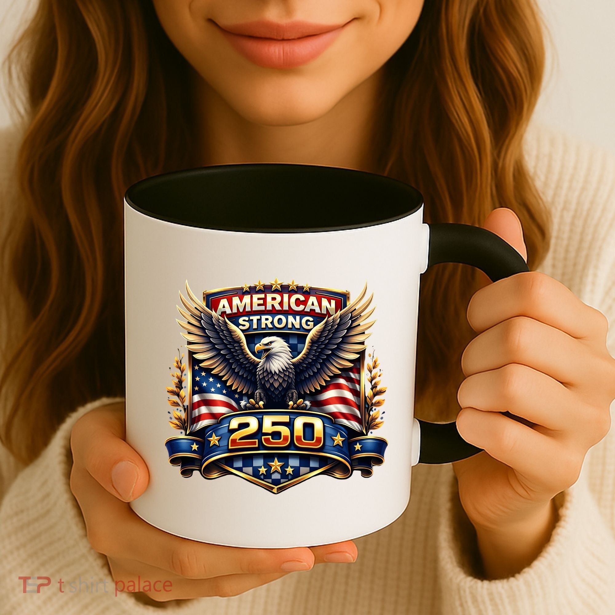 Celebrate America 250th Birthday American Strong 250 Eagle Emblem Coffee Mug