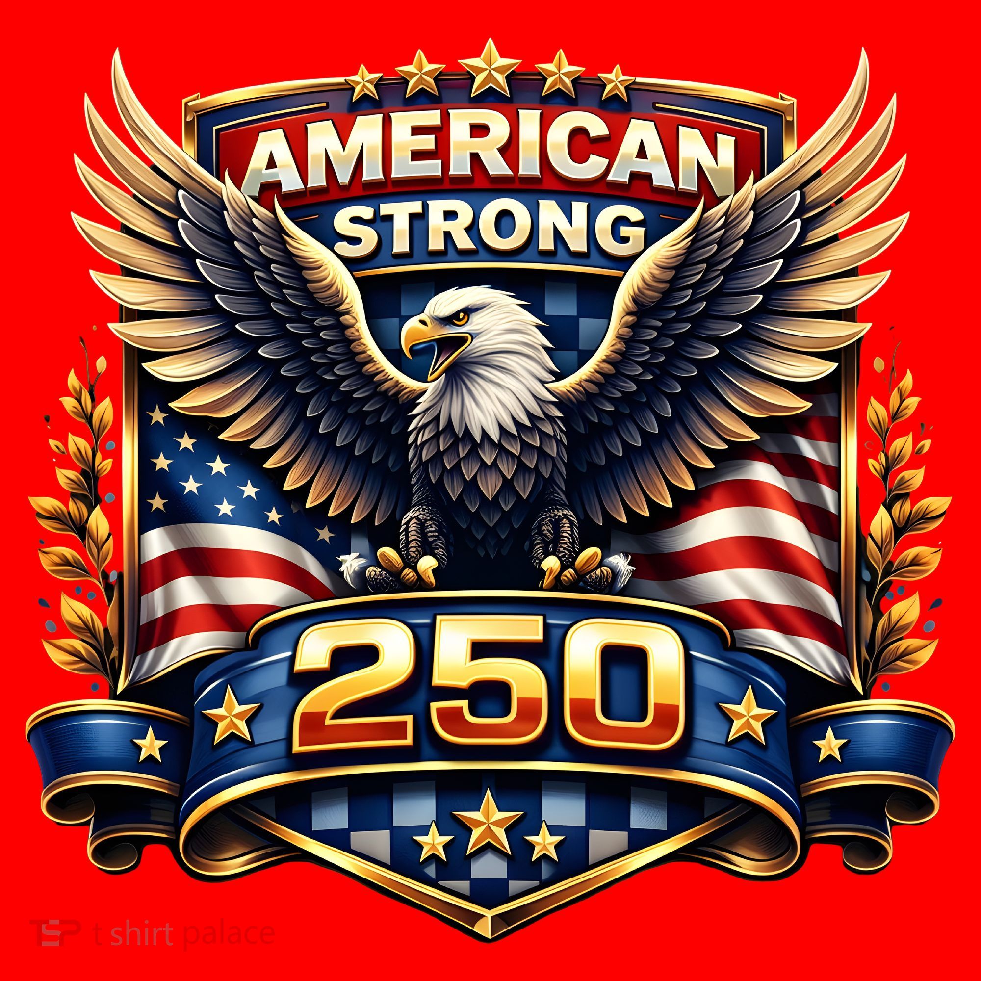 Celebrate America 250th Birthday American Strong 250 Eagle Emblem Santa Hat