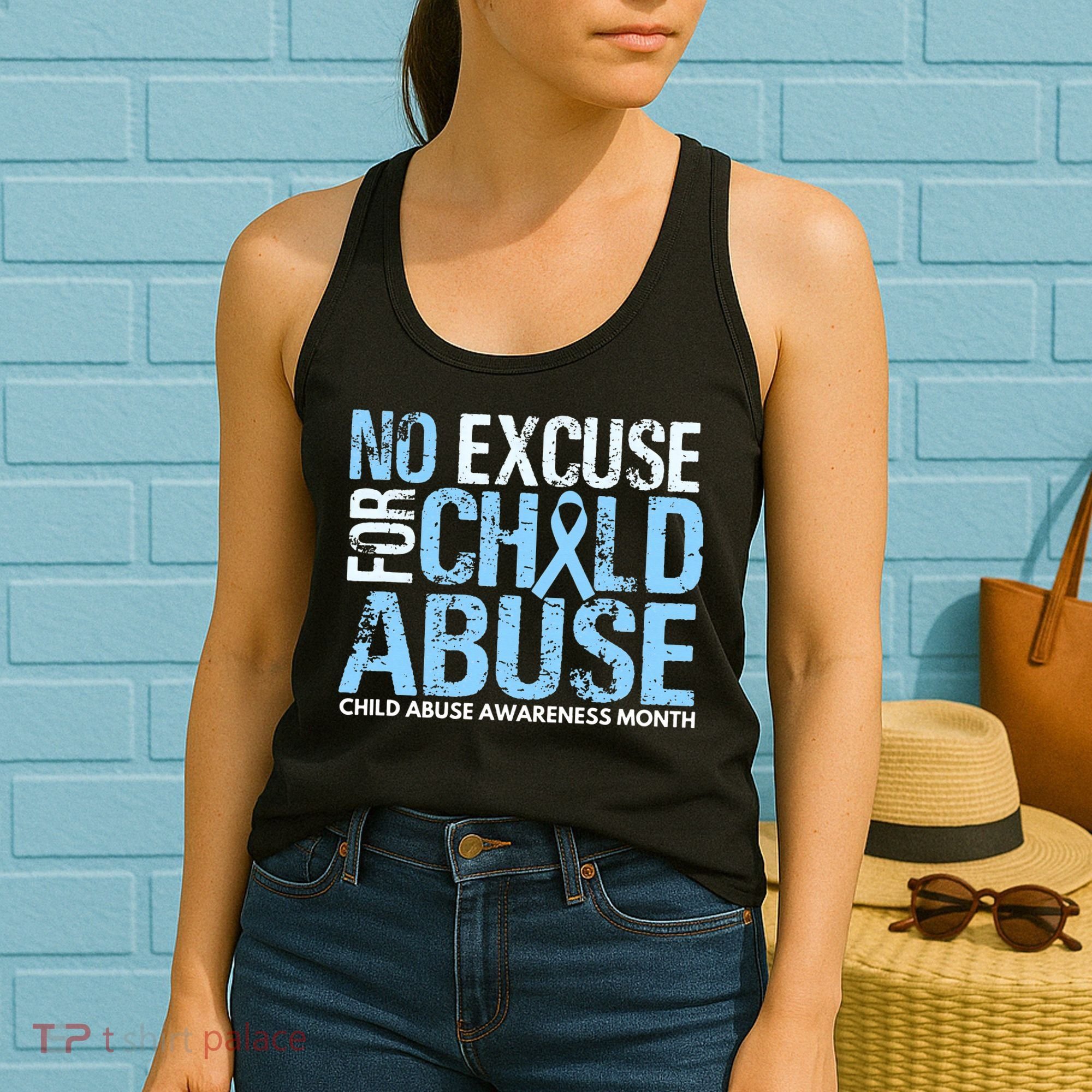 Child Abuse Awareness Month No Excuse For Child Abuse Women's Tank Top