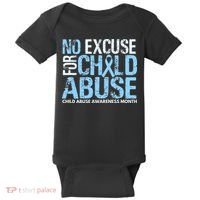 Child Abuse Awareness Month No Excuse For Child Abuse Baby Bodysuit thumb 0