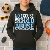 Child Abuse Awareness Month No Excuse For Child Abuse Kids Hoodie thumb 2