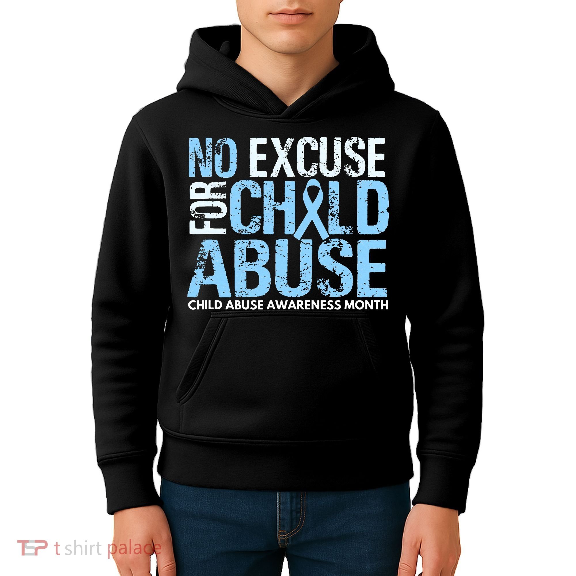 Child Abuse Awareness Month No Excuse For Child Abuse Kids Hoodie