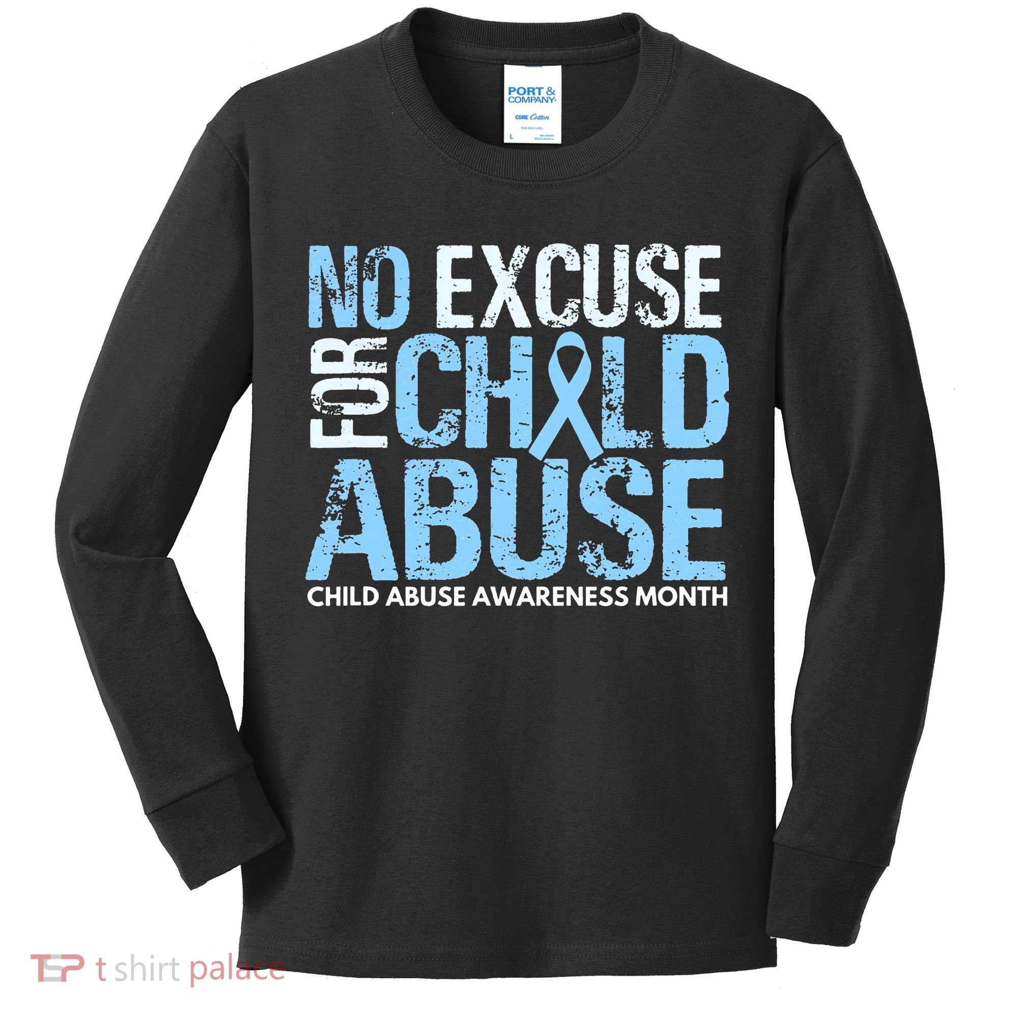 Child Abuse Awareness Month No Excuse For Child Abuse Kids Long Sleeve Shirt